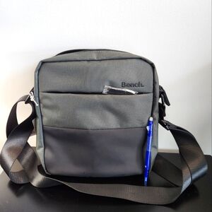 Bench cross-body bag, black/grey, 9"x9"x2.5"